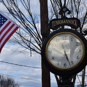 Tunkhannock clock and American flag